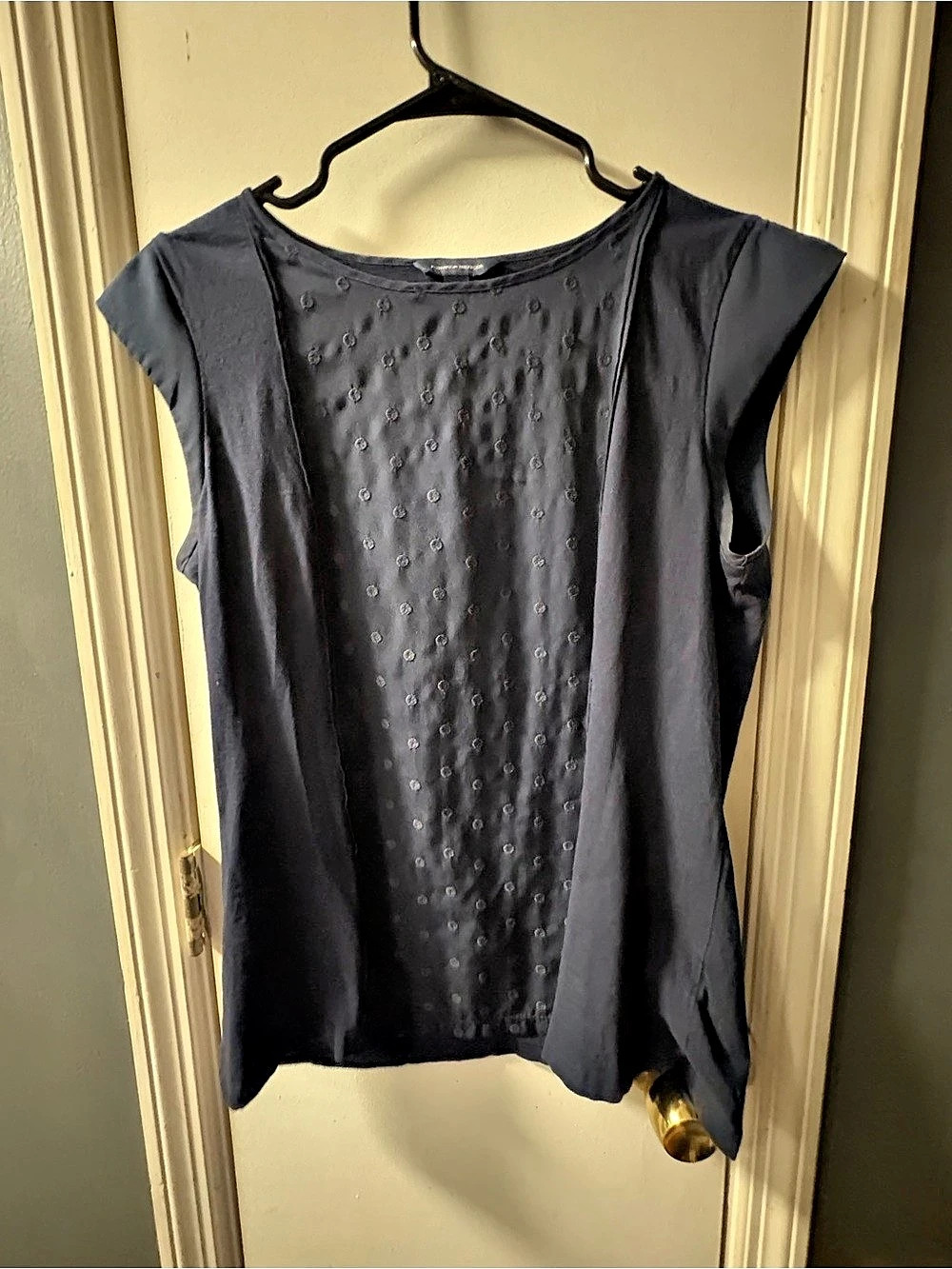 Tommy Hilfiger Short Sleeve Textured Top in Black Large Like New